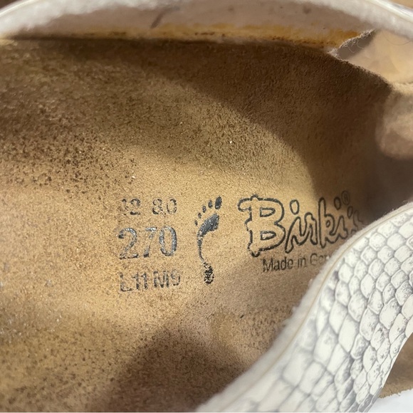 Birki’s By Birkenstock Snake Skin Sandals Size W11 M9 Summer Flats Comfortable - Picture 12 of 13